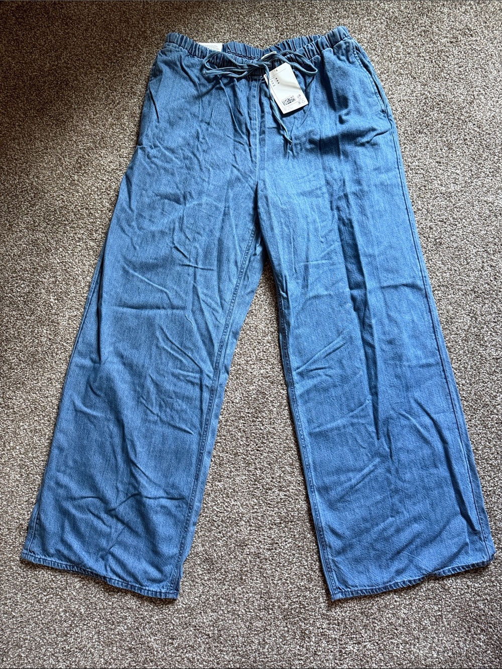 H&M Light Blue Elastic Waist Denim Pants